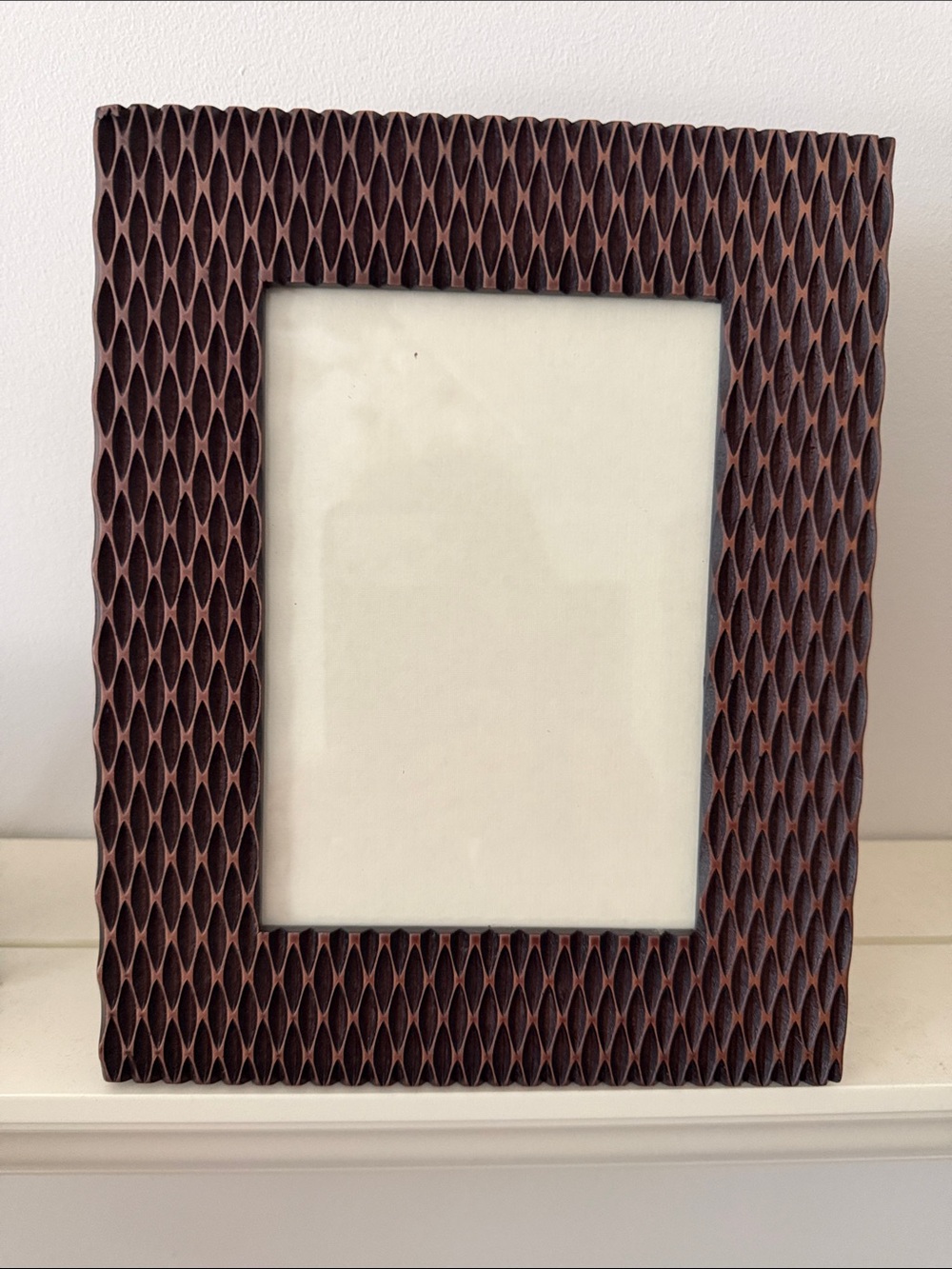 Crate&Barrel Brown Textured Geometric Honeycomb Frame Size: 5 x 7  MSRP: $69
